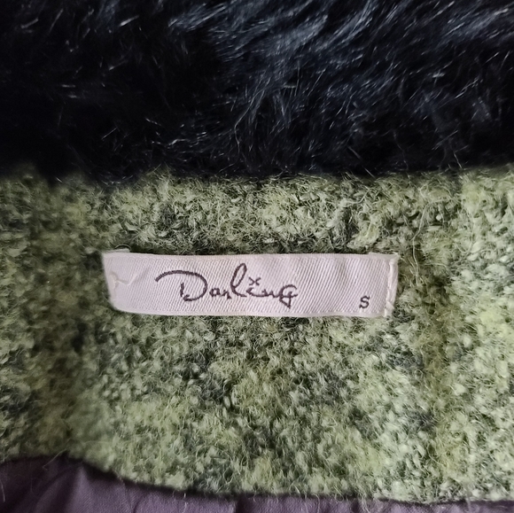 Darling Brand Green Wool Jacket with Black Faux Fur Trim - Picture 5 of 8